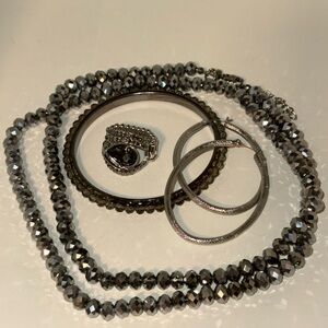 Silver Tome Jewelry Set